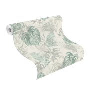 Vliesová tapeta zelené a šedé palmové listy (0,53 x 10,05 m) / Vliesové tapety na zeď My Moments 320602 Rasch