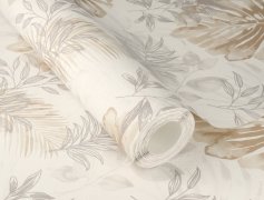 Vliesová tapeta béžové a šedé palmové listy (0,53 x 10,05 m) / Vliesové tapety na zeď My Moments 320619 Rasch