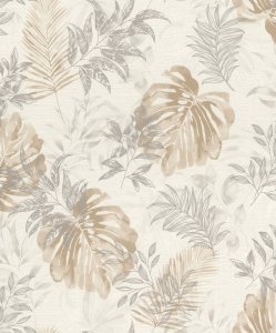 Vliesová tapeta béžové a šedé palmové listy (0,53 x 10,05 m) / Vliesové tapety na zeď My Moments 320619 Rasch