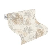 Vliesová tapeta béžové a šedé palmové listy (0,53 x 10,05 m) / Vliesové tapety na zeď My Moments 320619 Rasch