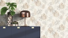 Vliesová tapeta béžové a šedé palmové listy (0,53 x 10,05 m) / Vliesové tapety na zeď My Moments 320619 Rasch