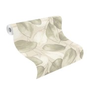 Vliesová tapeta zelené, krémové listy 659870 / Tapety na zeď Incanto (0,53 x 10,05 m) Rasch