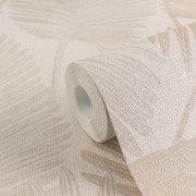 Vliesová tapeta se vzorem listů, jemná struktura, kombinace barev béžová, šedá, metalická - kolekce Hot Spots - německý výrobce A.S.Création