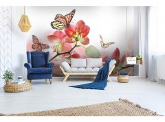 Obrazová tapeta Motýli a orchideje - vliesová fototapeta DIMEX LINE