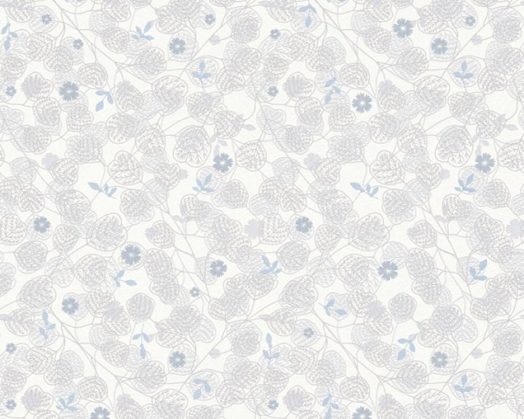 Vliesová tapeta drobné květy a listy - šedá, modrá 4002391111 (0,53 x 10,05 m) A.S.Création