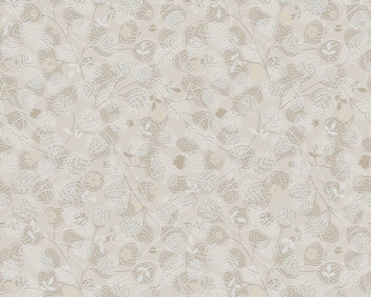 Vliesová tapeta drobné květy a listy - béžová, krémová, bílá 4002391112 (0,53 x 10,05 m) A.S.Création