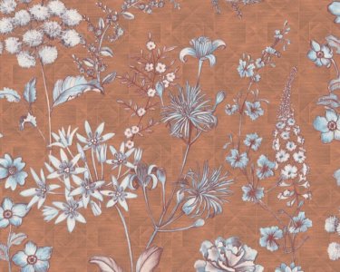 Vliesová tapeta květinový vzor - hnědá, modrá 4002391173 (0,53 x 10,05 m) A.S.Création