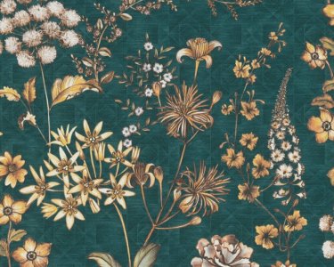 Vliesová tapeta květinový vzor - tyrkysová, petrolejová, oranžová 4002391174 (0,53 x 10,05 m) A.S.Création
