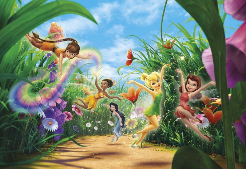 Dětská fototapeta 8 dílná Disney Víly na louce 8-466 / Dětské fototapety Komar Fairies Meadow (368 x 254 cm)