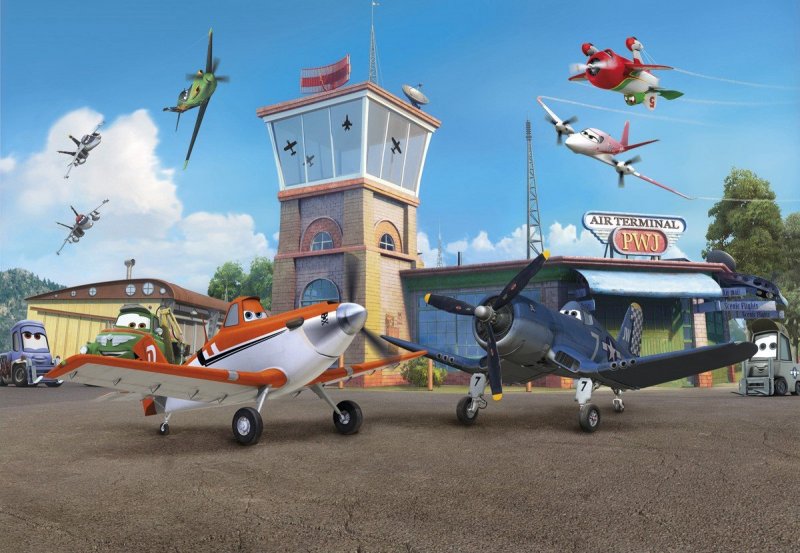 Dětská fototapeta 8 dílná Disney Letadla 8-469 / Dětské fototapety Komar Planes Terminal (368 x 254 cm)