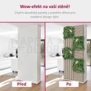 Akustický lamelový panel pravé dřevo, světlá dubová dýha na filcovém podkladu, rozměr 104 x 52 cm z kolekce Modular Wall A.S.Création - DD136702