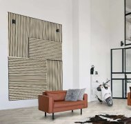 Akustický lamelový panel pravé dřevo, světlá dubová dýha na filcovém podkladu, rozměr 104 x 52 cm z kolekce Modular Wall A.S.Création - DD136702