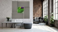 Akustický lamelový panel pravé dřevo, šedá dubová dýha na filcovém podkladu, rozměr 104 x 52 cm z kolekce Modular Wall A.S.Création - DD136704