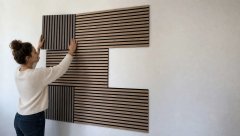 Akustický lamelový panel pravé dřevo, střední dubová dýha na filcovém podkladu, rozměr 104 x 52 cm z kolekce Modular Wall A.S.Création - DD136700