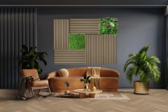 Akustický lamelový panel pravé dřevo, tmavá dubová dýha na filcovém podkladu, rozměr 104 x 52 cm z kolekce Modular Wall A.S.Création - DD136706