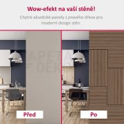 Akustický lamelový panel pravé dřevo, tmavá dubová dýha na filcovém podkladu, rozměr 104 x 52 cm z kolekce Modular Wall A.S.Création - DD136706
