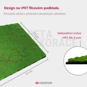 Akustický panel umělé rostliny a motiv mechu na filcovém podkladu, rozměr 52 x 52 cm z kolekce Modular Wall A.S.Création - DD136683