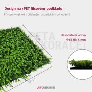 Akustický panel s rostlinným motivem, dokonalá napodobenina živých rostlin na filcovém podkladu, rozměr 52 x 52 cm z kolekce Modular Wall A.S.Création - DD136688