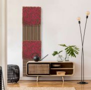 Akustický panel červené rostliny, imitace živých rostlin na filcovém podkladu, rozměr 52 x 52 cm z kolekce Modular Wall A.S.Création - DD136689