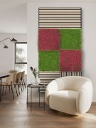 Akustický panel červené rostliny, imitace živých rostlin na filcovém podkladu, rozměr 52 x 52 cm z kolekce Modular Wall A.S.Création - DD136689