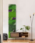 Akustický panel zelené a fialové květy a rostliny, imitace živých rostlin na filcovém podkladu, rozměr 52 x 52 cm z kolekce Modular Wall A.S.Création - DD136691