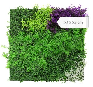 Akustický panel zelené a fialové květiny a rostliny, věrná imitace, 52 x 52 cm / Modular Wall 136691 A.S.Création
