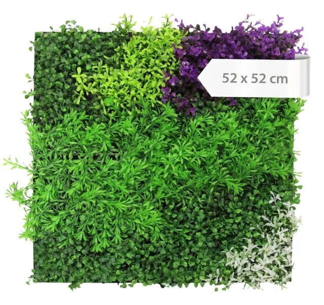Akustický panel zelené a fialové květiny a rostliny, věrná imitace, 52 x 52 cm / Modular Wall 136691 A.S.Création