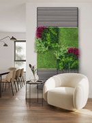 Akustický panel zelené a červené květy a rostliny, imitace živých rostlin na filcovém podkladu, rozměr 52 x 52 cm z kolekce Modular Wall A.S.Création - DD136694