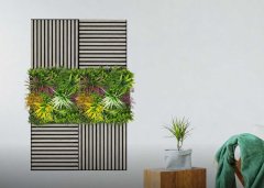 Akustický panel zelené, červené a žluté trávy, květy a rostliny, imitace živých rostlin na filcovém podkladu, rozměr 52 x 52 cm z kolekce Modular Wall A.S.Création - DD136733