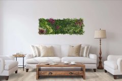 Akustický panel zelené a červené trávy, květy a rostliny, imitace živých rostlin na filcovém podkladu, rozměr 52 x 52 cm z kolekce Modular Wall A.S.Création - DD136732