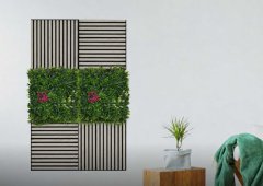 Akustický panel zelené a červené trávy, květy a rostliny, imitace živých rostlin na filcovém podkladu, rozměr 52 x 52 cm z kolekce Modular Wall A.S.Création - DD136732