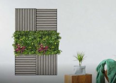Akustický panel zelené, červené a žluté květiny, trávy a rostliny, imitace živých rostlin na filcovém podkladu, rozměr 52 x 52 cm z kolekce Modular Wall A.S.Création - DD136731