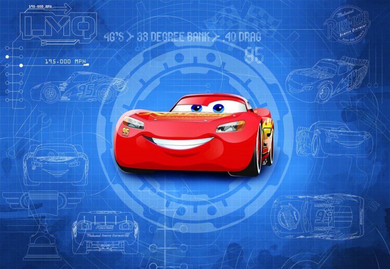 Dětská fototapeta Blesk McQueen 8-488 Cars 3 Blueprint Lightning McQueen / Obrazové tapety a fototapety na zeď Komar (368 x 254 cm)