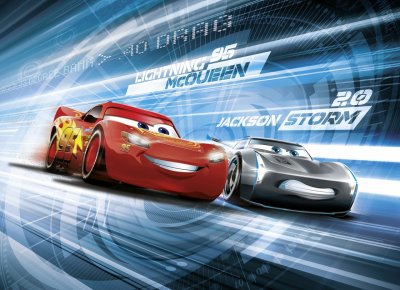 Dětská fototapeta Blesk McQueen na plný plyn 4-423 Cars3 Simulation Disney / Obrazové tapety a fototapety na zeď Komar (254 x 184 cm)