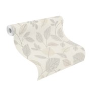 Vliesová tapeta šedá, bílá, béžová, listy (0,53 x 10,05 m) / Vliesové tapety na zeď My Moments 582741 Rasch