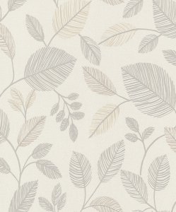 Vliesová tapeta šedá, bílá, béžová, listy (0,53 x 10,05 m) / Vliesové tapety na zeď My Moments 582741 Rasch