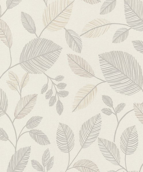 Vliesová tapeta šedá, bílá, béžová, listy (0,53 x 10,05 m) / Vliesové tapety na zeď My Moments 582741 Rasch