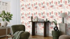 Vliesová tapeta retro geometrická, červená, šedá, bílá (0,53 x 10,05 m) / Vliesové tapety na zeď My Moments 583205 Rasch