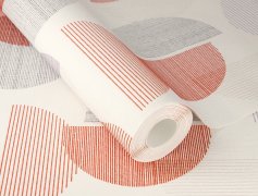 Vliesová tapeta retro geometrická, červená, šedá, bílá (0,53 x 10,05 m) / Vliesové tapety na zeď My Moments 583205 Rasch