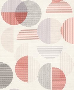Vliesová tapeta retro geometrická, červená, šedá, bílá (0,53 x 10,05 m) / Vliesové tapety na zeď My Moments 583205 Rasch