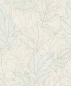 Vliesová tapeta listy, béžová, zelená, tyrkysová (0,53 x 10,05 m) / Vliesové tapety na zeď My Moments 700770 Rasch