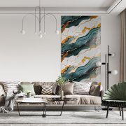 Samolepicí velkoformátový panel XXL MAR002 - Zelený mramor se zlatou žílou Carrara o rozměru 120 x 280 cm