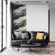 Samolepicí velkoformátový panel XXL MAR002 - Zelený mramor se zlatou žílou Carrara o rozměru 120 x 280 cm