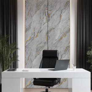 Šedý mramor se zlatou žílou 120 x 280 cm - samolepicí velkoformátový panel XXL / velkoplošný dekorativní stěnový obklad Aurum Grey Marble MAR006