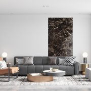 Samolepicí velkoformátový panel XXL MAR007 - Černý mramor se modrošedým žilkováním Dark Emperador efekt o rozměru 120 x 280 cm