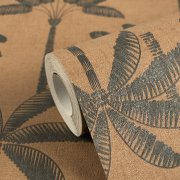 Vliesová tapeta oranžová, hnědé palmy (0,53 x 10,05 m) 791633 / Tapety na zeď 79163-3 Cuba 2 A.S.Création