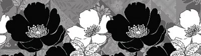 Samolepicí bordura Černobílé květy na šedém podkladu WB8239 (14 cm x 5 m) / WB 8239 dekorativní samolepicí bordury AG Design