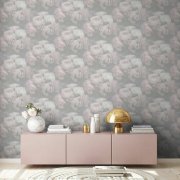 Vliesová tapeta do bytu Květy, květinový vzor, barva šedá, růžová, bílá z kolekce New Walls.