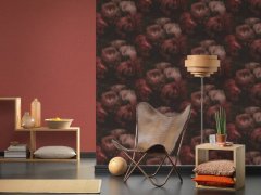 Vliesová tapeta do bytu Květy, květinový vzor, barva bordó, červená, černá z kolekce New Walls - kombinace