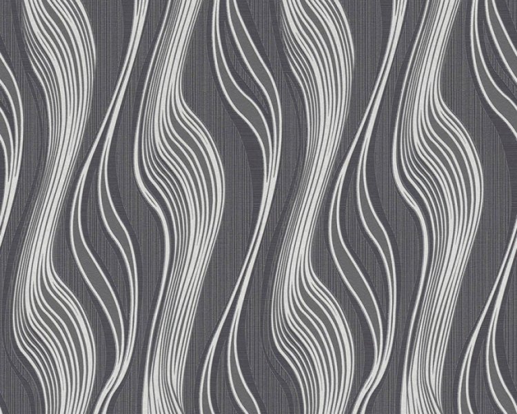 Vliesová tapeta šedá, černá, stříbrná, metalická - vlnky, proužky 371416 / Tapety na zeď 3714-16 Trendwall (0,53 x 10,05 m) A.S.Création